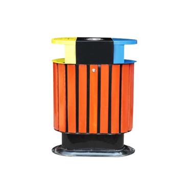 西域推荐 双桶镀锌板，金属环保双桶镀锌板+塑木垃圾桶 售卖规格：1个