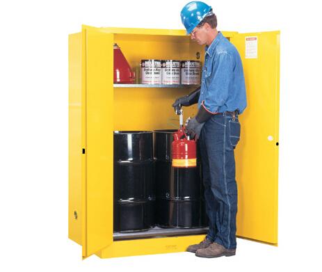 杰斯瑞特/JUSTRITE 黄色立式圆桶存储柜，8990601 60加仑/227升 双门/手动 带滚柱 售卖规格：1个