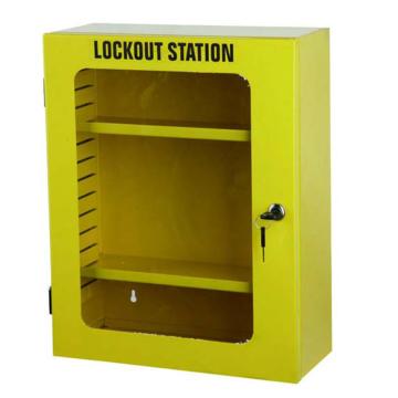 安赛瑞 锁具管理箱（空箱）-黄色，14737 内置2个层板 透明箱门可上锁 360×450×155mm 售卖规格：1个