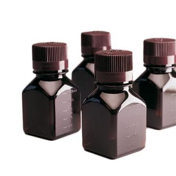 耐洁/NALGENE 未灭菌，琥珀色PETG 方形有刻度培养基瓶，带盖，不透明琥珀色HDPE盖，125毫升容量，322021-0125 售卖规格：96个/箱