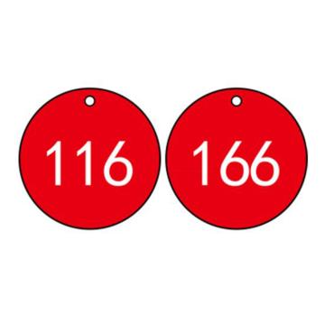 安赛瑞 塑料号码吊牌-圆形，Ф31.8mm，红底白字，号码101-200，14842 售卖规格：100个/包