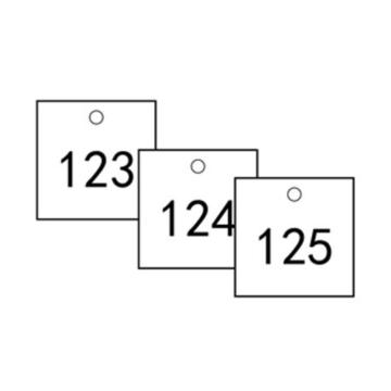 安赛瑞 塑料号码吊牌-正方形，31.8×31.8mm，白底黑字，号码101-200，14863 售卖规格：100个/包