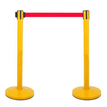 安赛瑞 伸缩警示柱 黄色杆子，红色带子，3.5-4m（售完即止），伸缩警示柱 黄色杆子，红色带子，3.5-4m 售卖规格：1个