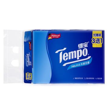 得宝/Tempo 90抽4层软抽面巾纸，T2275 (3+1)包 天然无味 4包/提 售卖规格：4包/提