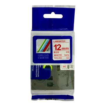 普贴/PUTY 标签色带，白底红字 宽度12mmTZ2－232强粘性 适用于兄弟TZA系列标签机 售卖规格：1卷