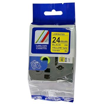 普贴/PUTY 标签色带，黄底黑字 宽度24mmTZ2－651 适用于兄弟ＴＺ系列标签机 售卖规格：1卷