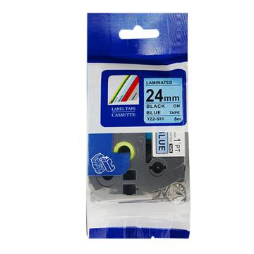 普贴/PUTY 标签色带，蓝底黑字 宽度24mmTZ2－551 适用于兄弟ＴＺ系列标签机 售卖规格：1卷