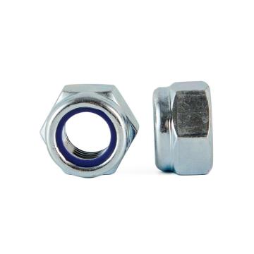 DIN985尼龙锁紧螺母，M14-2.0，碳钢4级，蓝白锌，100个/包