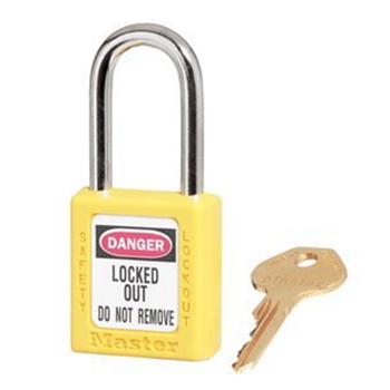 玛斯特锁具 黄色XENOY工程塑料安全锁，410YLW 6mm锁钩 锁钩净高38mm 44mm高 售卖规格：1个