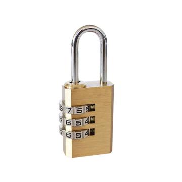 安赛瑞 黄铜密码锁，三位密码，锁体20×10mm，锁梁Φ3mm，锁梁宽8mm，总高53mm，14762