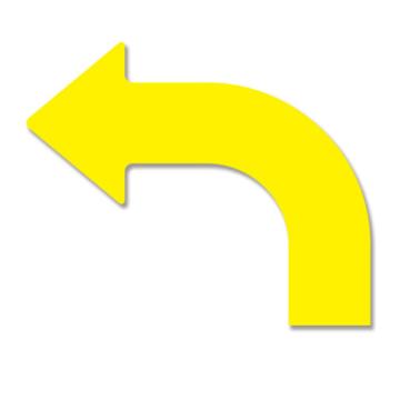 安赛瑞 耐磨型向左拐箭头地贴-黄，PET基材，315×263×75mm，11925 售卖规格：10片/包