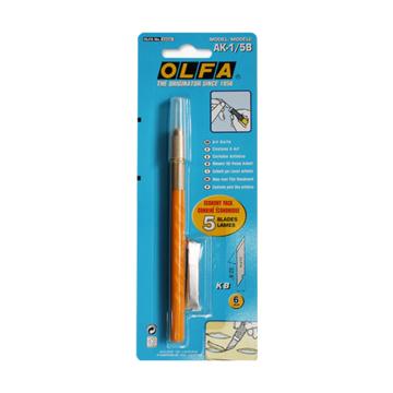 OLFA 细致美工用雕刻刀笔刀，刀片5片，AK-1/5B 售卖规格：1套