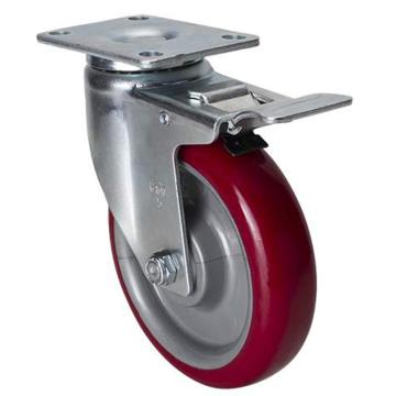 易得力 平顶刹车高强度聚氨酯(TPU)脚轮，50125L-505-85 脚轮中型5寸130kg 售卖规格：1个