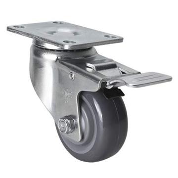 易得力 平顶刹车聚氨酯(PU)脚轮，50123L-503-75 脚轮中型3寸130kg 售卖规格：1个
