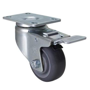 易得力 平顶刹车聚氨酯(PU)脚轮，50123L-503-76 脚轮中型3寸150kg 售卖规格：1个