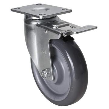 易得力 平顶刹车聚氨酯(PU)脚轮，50125L-505-75 脚轮中型5寸130kg 售卖规格：1个