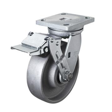 易得力 平顶刹车铸铁(CastIron)脚轮，78126E-786-96/E 脚轮重型6寸950kg 售卖规格：1个