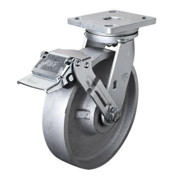 易得力 平顶刹车铸铁(CastIron)脚轮，78128E-788-96/E 脚轮重型8寸1000kg 售卖规格：1个