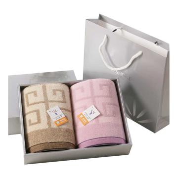 金号/KINGSHOR 纯棉加厚毛巾两条装盒装，S1206 72×36cm 115g/条  紫/棕  赠手提袋 售卖规格：1盒