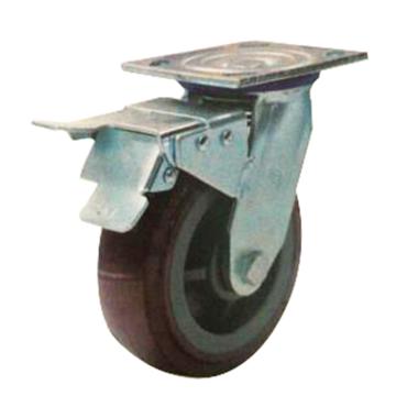 申牌 4寸塑芯聚氨酯重型脚轮，35A61-1104 平底万向刹车，载重(kg):250，轮宽(mm):45 全高(mm):145 售卖规格：1个