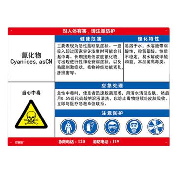 安赛瑞 职业病危害告知卡-氰化物，ABS板，600×450mm，14586 售卖规格：1张
