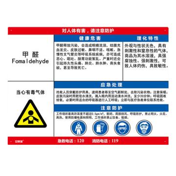 安赛瑞 职业病危害告知卡-甲醛，ABS板，600×450mm，14592 售卖规格：1张