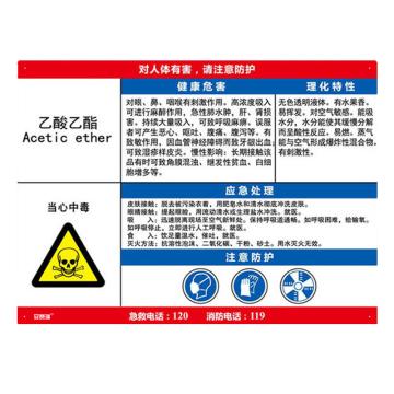 安赛瑞 职业病危害告知卡-乙酸乙酯，ABS板，600×450mm，14611 售卖规格：1张