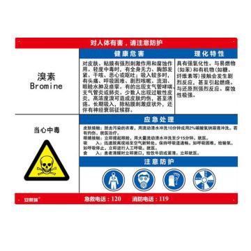 安赛瑞 职业病危害告知卡-溴素，ABS板，600×450mm，14619 售卖规格：1张
