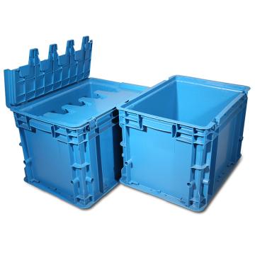 力王 C型第二代周转箱，PK-C2（带盖）蓝色 外尺寸:400×300×280mm 售卖规格：1个