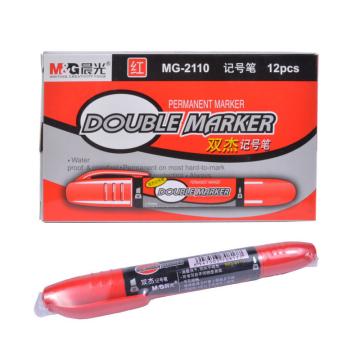 晨光 大双头记号笔，MG-2110粗头5.0mm细头2.0mm （红色）盒装 （替代：MWW617） 售卖规格：12支/盒