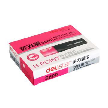 得力（deli）荧光笔套装，标记笔 彩色荧光笔S600 粉色，10支/盒 单位：盒 (替代：ALY013）