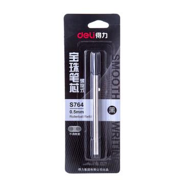 得力（deli）0.5mm黑色宝珠笔签字笔替芯，1支/卡S764，12支/盒 单位：盒 (替代：ALX956）