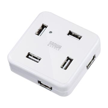 山业/SANWA SUPPLY USB集线器，USB-HUB250W USB2.0*7 紧凑正方 售卖规格：1个