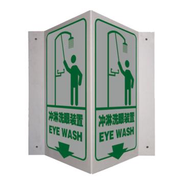 安赛瑞 V型标识-冲淋洗眼装置，自发光板材，400mm高×200mm宽，39034 售卖规格：1个