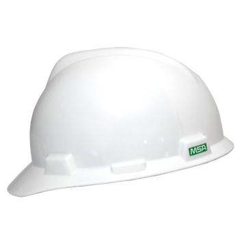 梅思安MSA V-Gard PE标准型安全帽，10167025，白色 超爱戴帽衬 PVC吸汗带 D型下颏带