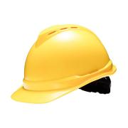 梅思安MSA ABS豪华型有孔安全帽，10146648-黄色，一指键，针织吸汗带，C型下颏带（单色30顶起订）