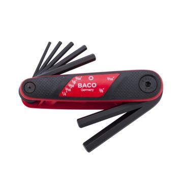 巴可/BACO 便携式英制内六方扳手，20057-5 3/32"-3/8"，7件套 售卖规格：1套