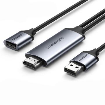 绿联/UGREEN USB母公转HDMI手机视频转换器，CM151（50291） 支持IOS9和安卓5.0及以上系统 1.5m 灰色 售卖规格：1个