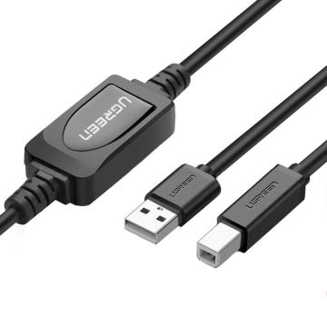 绿联/UGREEN USB2.0打印线，US122（10374） 带放大延长器 10m 售卖规格：1个