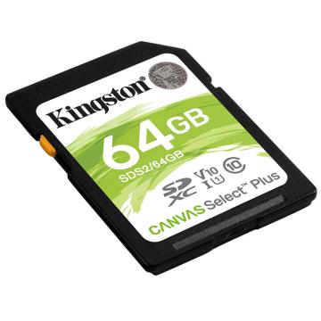 金士顿/Kingston 存储卡，SDS2/64GB 读速100MB/s U1 V10 SD卡 高速升级版 写速35MB/s 支持4K 高品质拍摄 售卖规格：1个