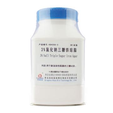 海博生物 3%氯化钠三糖铁(TSI)琼脂，HB4088-3 250g，用于副溶血性弧菌的三糖生化试验 售卖规格：250克/瓶