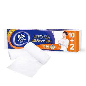 维达/Vinda 超韧4层140g无芯小卷纸，V4457 12卷/提 售卖规格：6提/箱