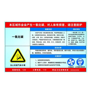 金能电力 职业病告知卡-一氧化碳，PVC板，600×450mm，2mm板厚，JN-WTP37 售卖规格：1块