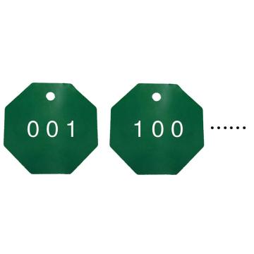 安赛瑞 塑料吊牌-八边形（定制），Ф38.1mm，绿色，印字，数字1~1700，14823 14823（定制） 售卖规格：1个
