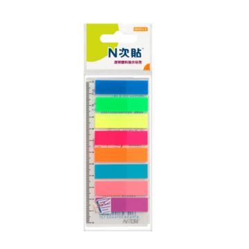 N次贴 塑料透明8色荧光标签，34021 2"×0.5" 售卖规格：1包