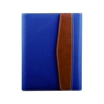 史泰博 三折磁性搭扣活页笔记本，1100013099 蓝色和咖啡色拼接款 25K/80页 售卖规格：1本