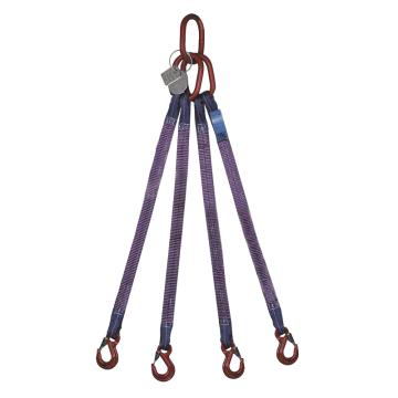 多来劲 四腿扁平吊装带组合索具，2.1T×2m（总长） 80级眼形带舌吊钩，0515 2004 02