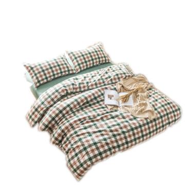 凯誉 日式无印纯棉格子水洗棉 四件套，绿彩格 2米×2.3米 被套床单 被套200×230 床单240×250 枕套48×74×2 售卖规格：1套