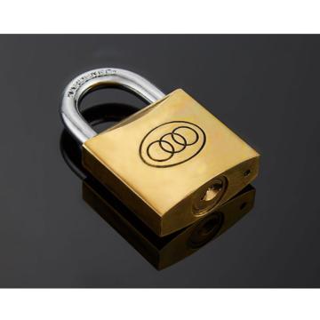 三环 黄铜挂锁，通开型，锁体38×35×10.5mm，锁梁Ф6.3mm，锁梁宽32.5mm，总高60.5mm，264-38mm