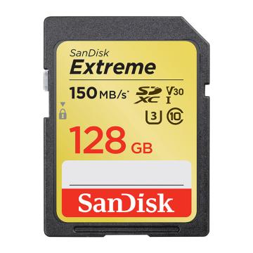 闪迪/SanDisk SD存储卡，SDXV5/128G U3 C10 V30 4K至尊极速版 读速150MB/s 售卖规格：1片